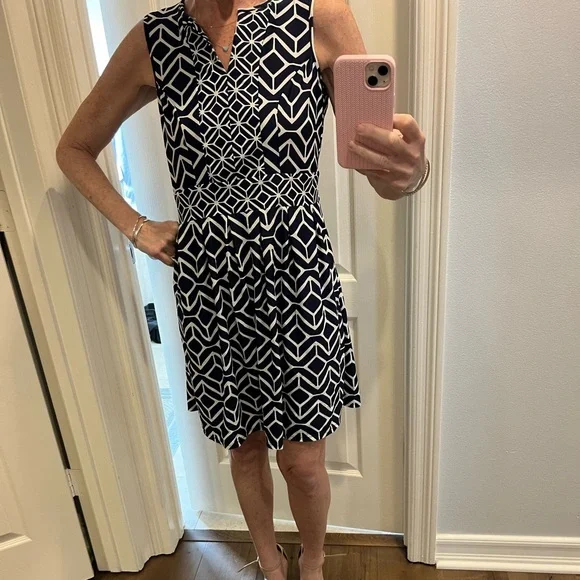 JUDE CONNALLY - blue and white dress - small - Picture 6 of 11